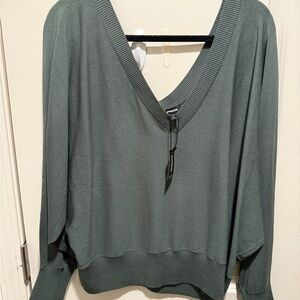 Express V-Neck Sweater in Olive